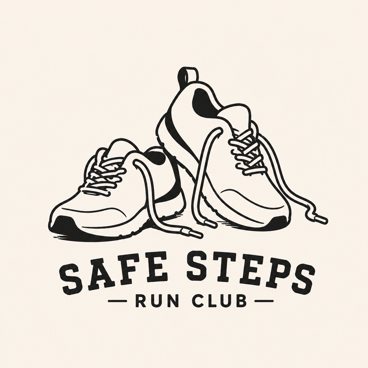 Safe Steps Run Club logo with running shoes